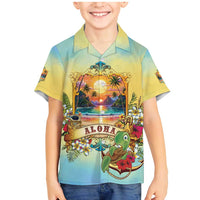 Aloha Hawaii Turtle Family Matching Mermaid Dress and Hawaiian Shirt Retro Style LT05 Son's Shirt Beige - Polynesian Pride