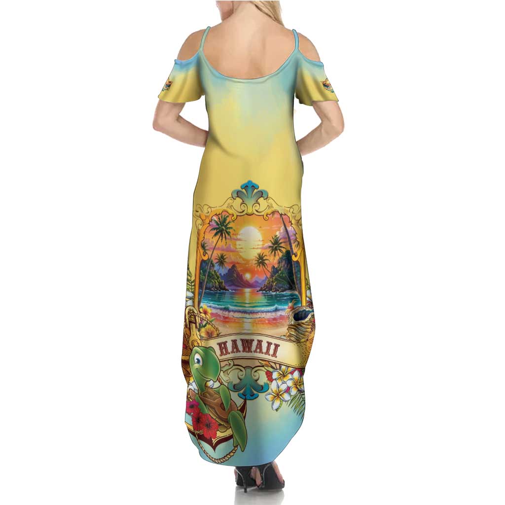 Aloha Hawaii Turtle Family Matching Summer Maxi Dress and Hawaiian Shirt Retro Style LT05 - Polynesian Pride