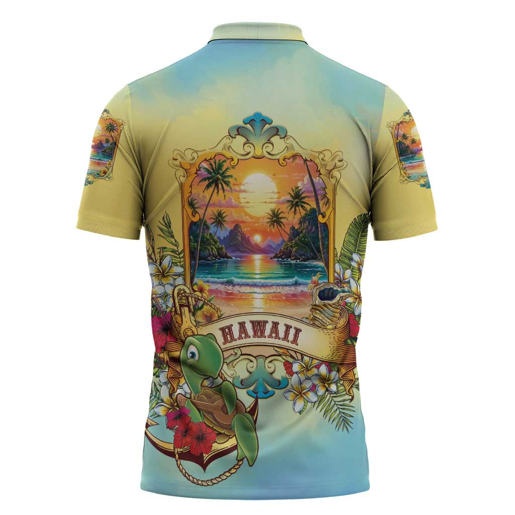 Aloha Hawaii Turtle Zipper Polo Shirt Retro Style - Polynesian Pride