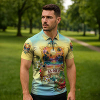 Aloha Hawaii Turtle Zipper Polo Shirt Retro Style - Polynesian Pride