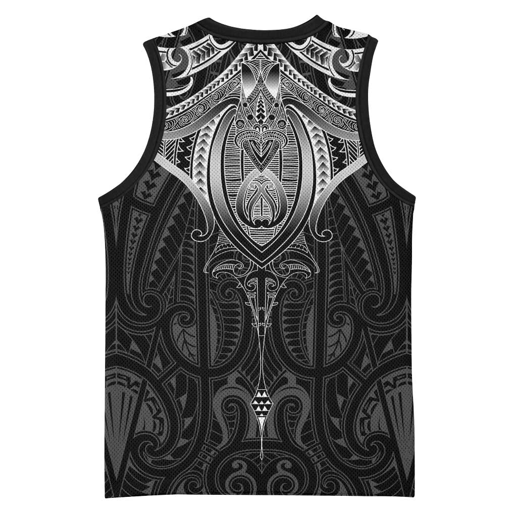 New Zealand Aotearoa Basketball Jersey Maori Manta Ray Moko Black LT05 - Polynesian Pride