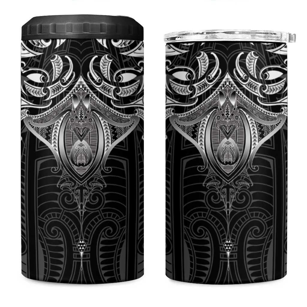 New Zealand Aotearoa 4 in 1 Can Cooler Tumbler Maori Manta Ray Moko Black LT05 One Size: 16 oz Black - Polynesian Pride