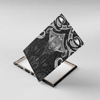 New Zealand Aotearoa Canvas Wall Art Maori Manta Ray Moko Black - Polynesian Pride