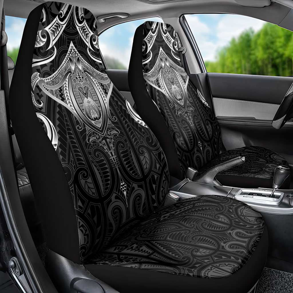 New Zealand Aotearoa Car Seat Cover Maori Manta Ray Moko Black - Polynesian Pride