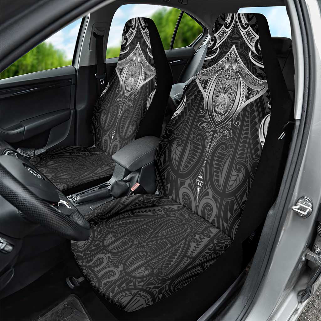 New Zealand Aotearoa Car Seat Cover Maori Manta Ray Moko Black - Polynesian Pride