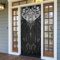 New Zealand Aotearoa Door Cover Maori Manta Ray Moko Black LT05 - Polynesian Pride