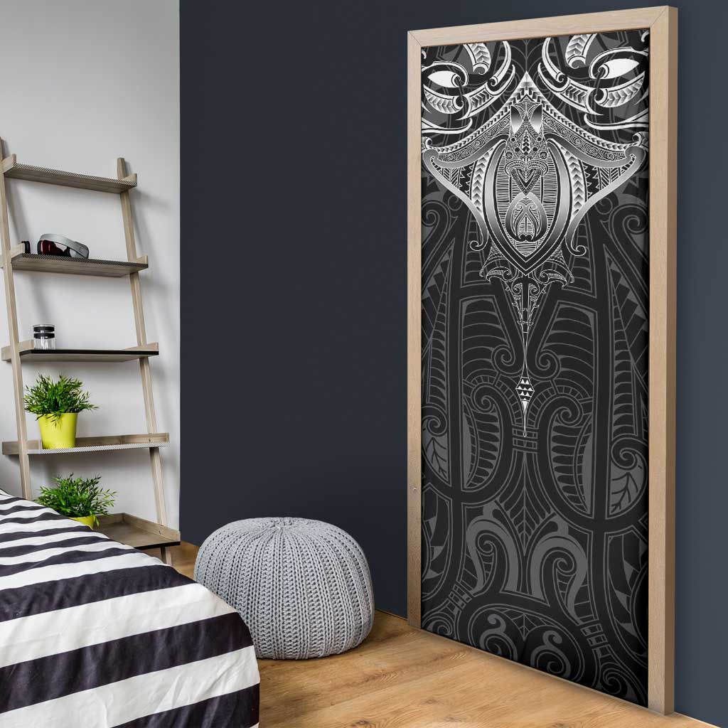 New Zealand Aotearoa Door Cover Maori Manta Ray Moko Black LT05 - Polynesian Pride