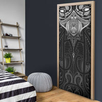 New Zealand Aotearoa Door Cover Maori Manta Ray Moko Black LT05 - Polynesian Pride