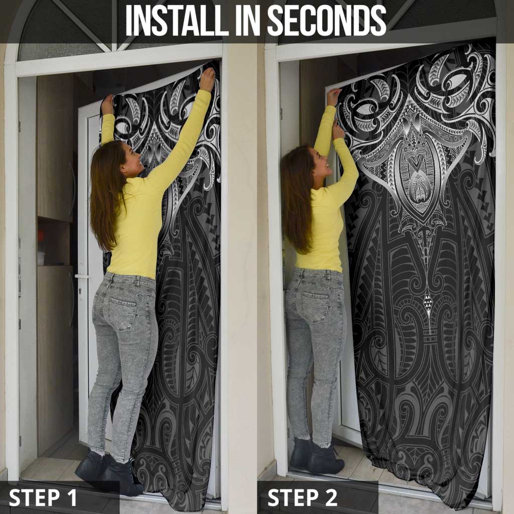 New Zealand Aotearoa Door Cover Maori Manta Ray Moko Black LT05 - Polynesian Pride