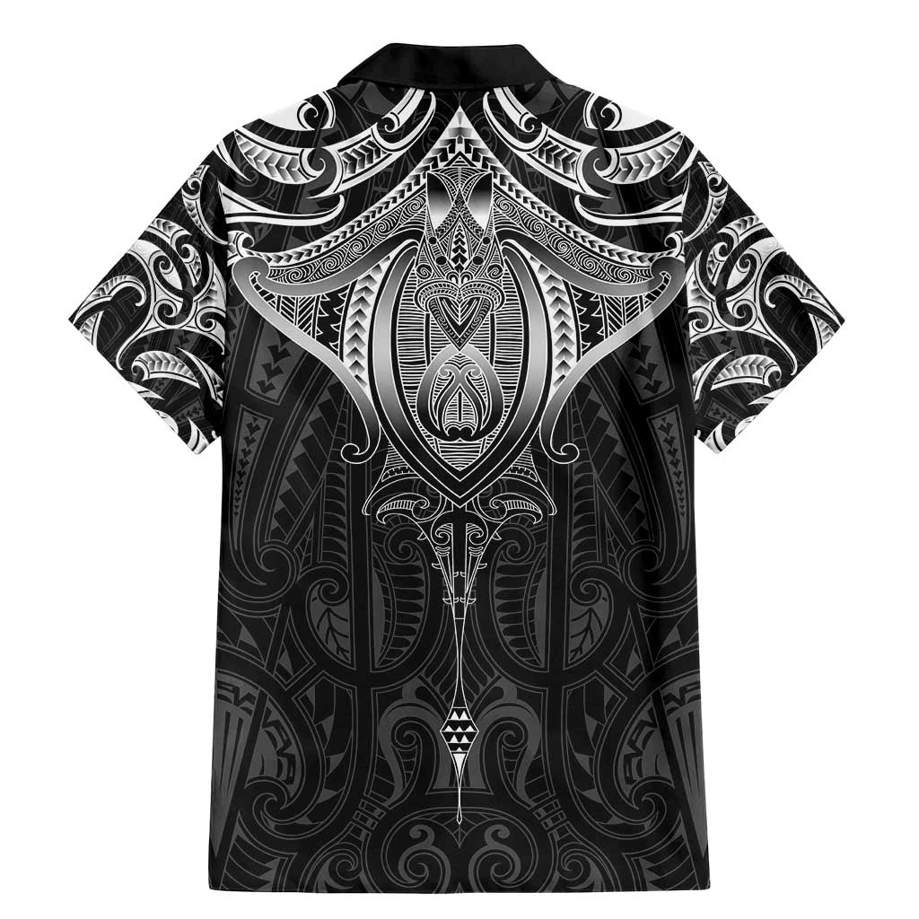 New Zealand Aotearoa Family Matching Mermaid Dress and Hawaiian Shirt Maori Manta Ray Moko Black LT05 - Polynesian Pride