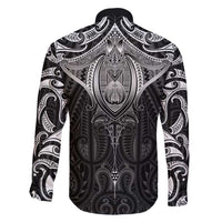 New Zealand Aotearoa Family Matching Puletasi and Hawaiian Shirt Maori Manta Ray Moko Black LT05 - Polynesian Pride