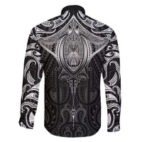 New Zealand Aotearoa Family Matching Short Sleeve Bodycon Dress and Hawaiian Shirt Maori Manta Ray Moko Black LT05 - Polynesian Pride
