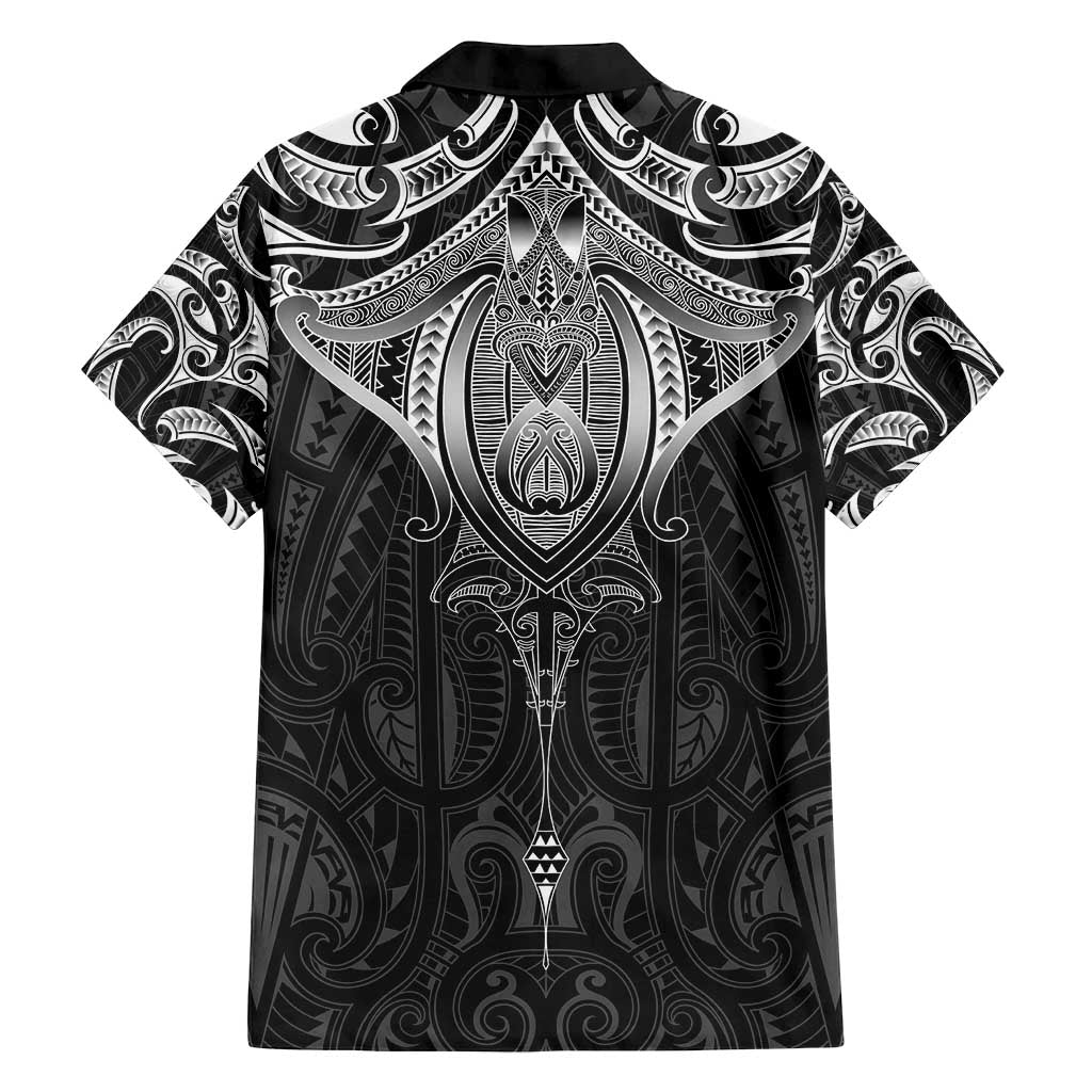 New Zealand Aotearoa Family Matching Tank Maxi Dress and Hawaiian Shirt Maori Manta Ray Moko Black LT05 - Polynesian Pride