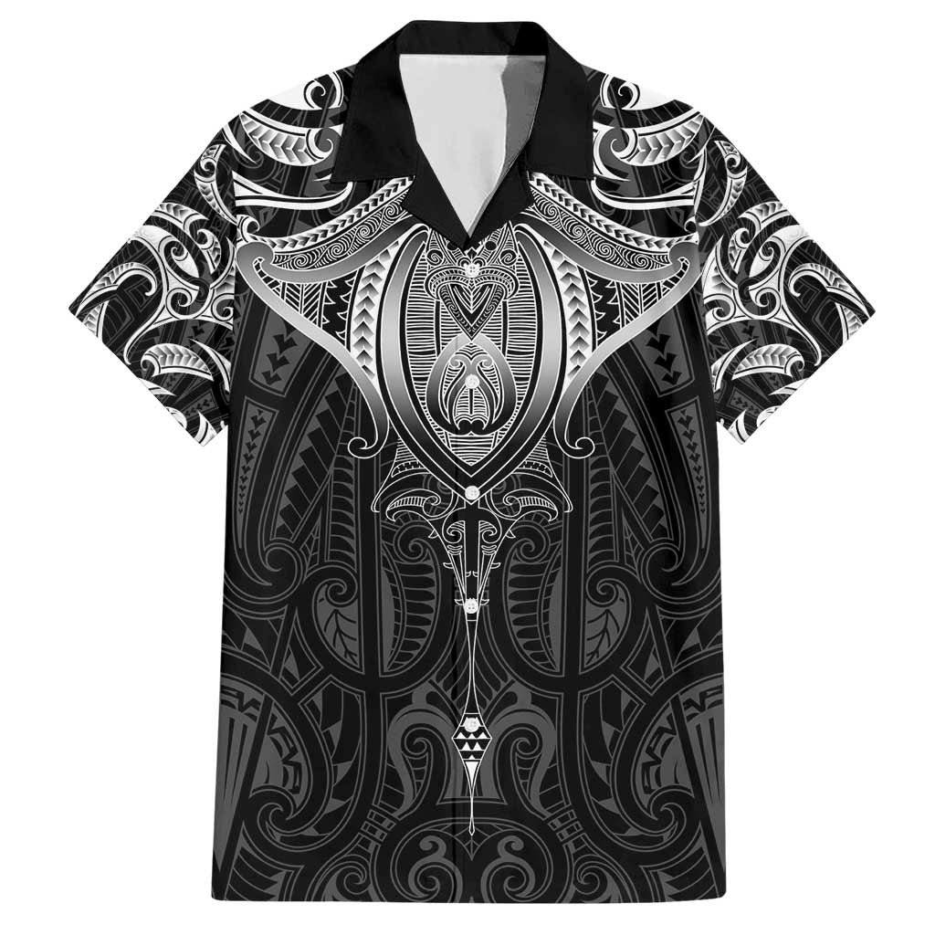 New Zealand Aotearoa Hawaiian Shirt Maori Manta Ray Moko Black LT05 Black - Polynesian Pride