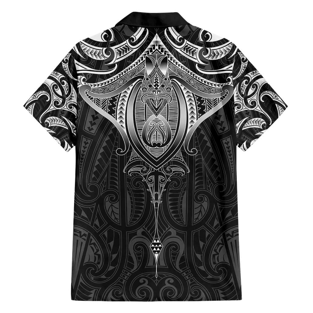 New Zealand Aotearoa Hawaiian Shirt Maori Manta Ray Moko Black LT05 - Polynesian Pride