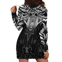 New Zealand Aotearoa Hoodie Dress Maori Manta Ray Moko Black LT05 - Polynesian Pride