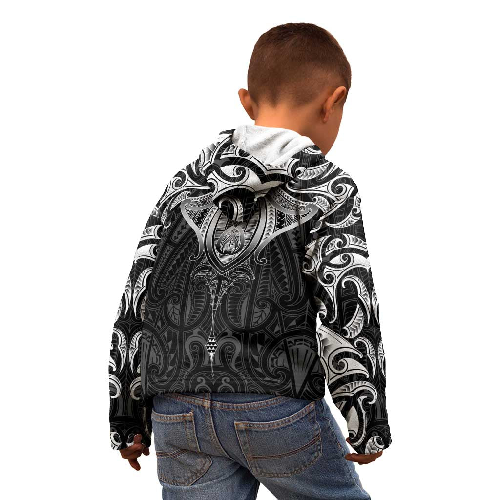 New Zealand Aotearoa Kid Hoodie Maori Manta Ray Moko Black LT05 - Polynesian Pride