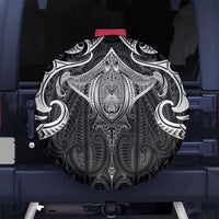 New Zealand Aotearoa Spare Tire Cover Maori Manta Ray Moko Black LT05 No hole Black - Polynesian Pride