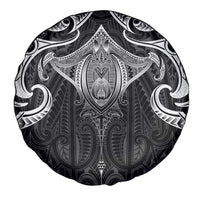 New Zealand Aotearoa Spare Tire Cover Maori Manta Ray Moko Black LT05 - Polynesian Pride