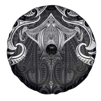 New Zealand Aotearoa Spare Tire Cover Maori Manta Ray Moko Black LT05 - Polynesian Pride