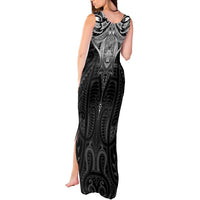 New Zealand Aotearoa Tank Maxi Dress Maori Manta Ray Moko Black LT05 - Polynesian Pride