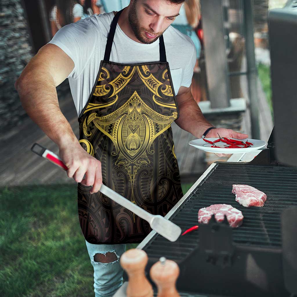 New Zealand Aotearoa Apron Maori Manta Ray Moko Gold - Polynesian Pride
