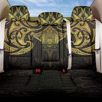 New Zealand Aotearoa Back Car Seat Cover Maori Manta Ray Moko Gold - Polynesian Pride