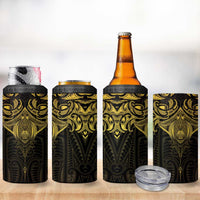 New Zealand Aotearoa 4 in 1 Can Cooler Tumbler Maori Manta Ray Moko Gold LT05 - Polynesian Pride