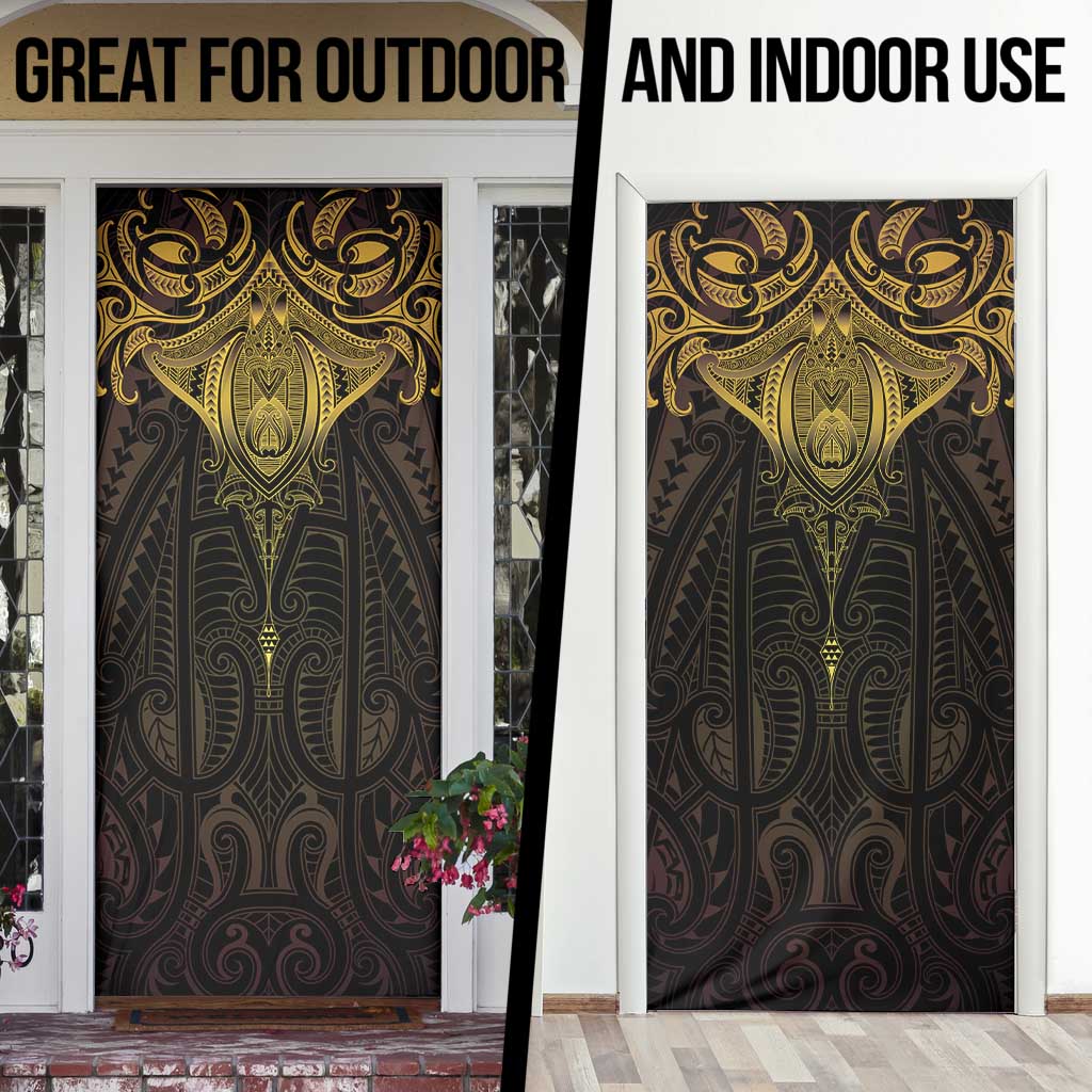 New Zealand Aotearoa Door Cover Maori Manta Ray Moko Gold LT05 - Polynesian Pride