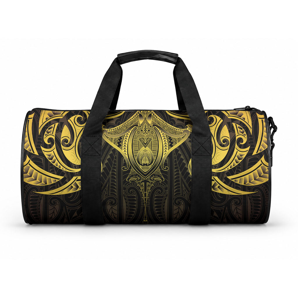 New Zealand Aotearoa Duffle Bag Maori Manta Ray Moko Gold LT05 One size Gold - Polynesian Pride