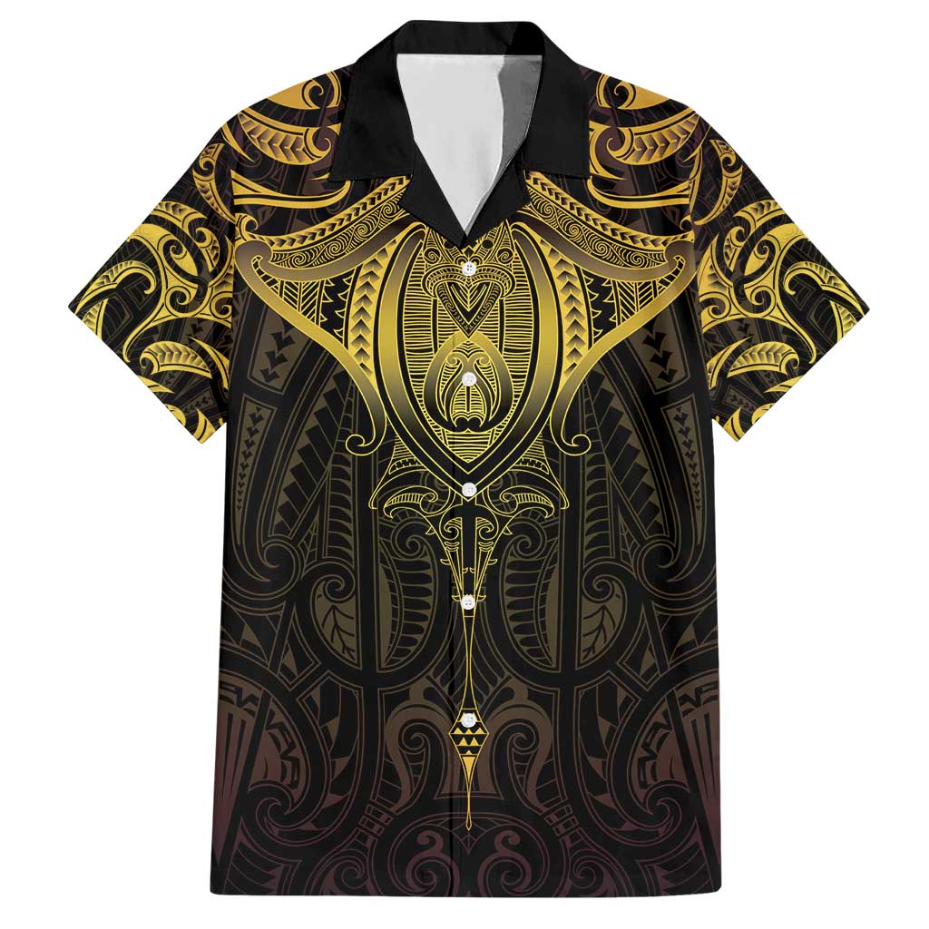 New Zealand Aotearoa Hawaiian Shirt Maori Manta Ray Moko Gold LT05 Gold - Polynesian Pride