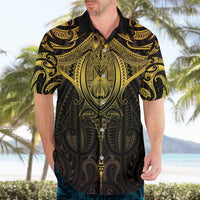 New Zealand Aotearoa Hawaiian Shirt Maori Manta Ray Moko Gold LT05 - Polynesian Pride