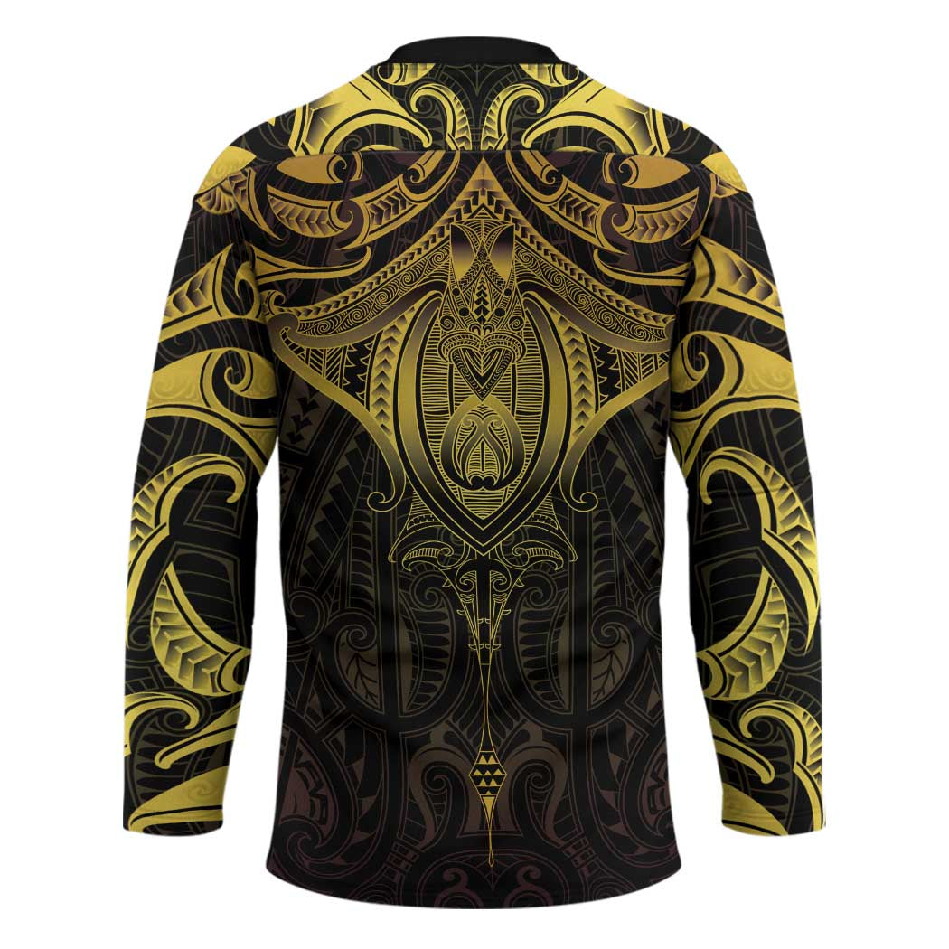 New Zealand Aotearoa Hockey Jersey Maori Manta Ray Moko Gold LT05 - Polynesian Pride