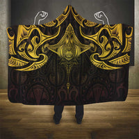 New Zealand Aotearoa Hooded Blanket Maori Manta Ray Moko Gold LT05 - Polynesian Pride