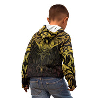 New Zealand Aotearoa Kid Hoodie Maori Manta Ray Moko Gold LT05 - Polynesian Pride