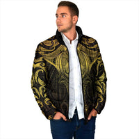 New Zealand Aotearoa Padded Jacket Maori Manta Ray Moko Gold LT05 - Polynesian Pride