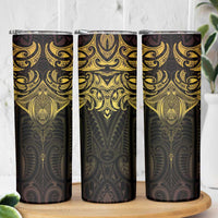 New Zealand Aotearoa Skinny Tumbler Maori Manta Ray Moko Gold LT05 - Polynesian Pride
