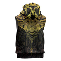 New Zealand Aotearoa Sleeveless Zip Hoodie Maori Manta Ray Moko Gold LT05 - Polynesian Pride