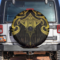 New Zealand Aotearoa Spare Tire Cover Maori Manta Ray Moko Gold LT05 Gold - Polynesian Pride