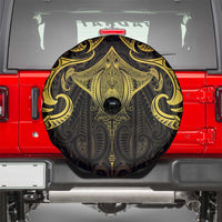 New Zealand Aotearoa Spare Tire Cover Maori Manta Ray Moko Gold LT05 - Polynesian Pride