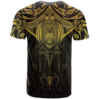 New Zealand Aotearoa T Shirt Maori Manta Ray Moko Gold LT05 - Polynesian Pride
