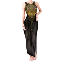 New Zealand Aotearoa Tank Maxi Dress Maori Manta Ray Moko Gold LT05 Women Gold - Polynesian Pride