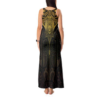 New Zealand Aotearoa Tank Maxi Dress Maori Manta Ray Moko Gold LT05 - Polynesian Pride