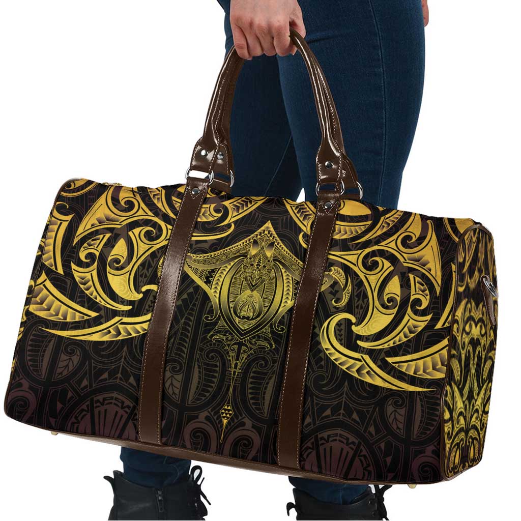 New Zealand Aotearoa Travel Bag Maori Manta Ray Moko Gold LT05 - Polynesian Pride