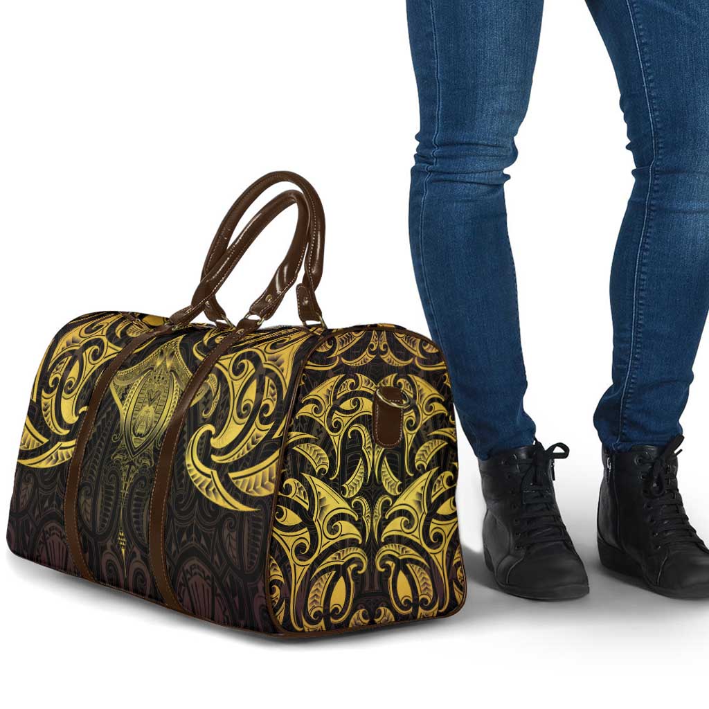 New Zealand Aotearoa Travel Bag Maori Manta Ray Moko Gold LT05 - Polynesian Pride