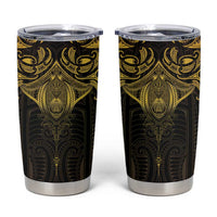 New Zealand Aotearoa Tumbler Cup Maori Manta Ray Moko Gold LT05 Gold - Polynesian Pride