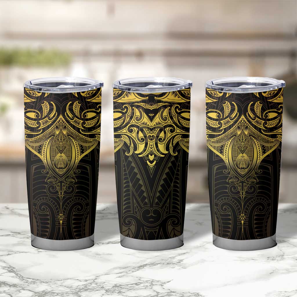 New Zealand Aotearoa Tumbler Cup Maori Manta Ray Moko Gold LT05 - Polynesian Pride