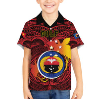 Personalized Papua New Guinea Gulf Province Family Matching Short Sleeve Bodycon Dress and Hawaiian Shirt Mix Coat Of Arms Polynesian Pattern LT05 Son's Shirt Red - Polynesian Pride