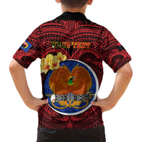 Personalized Papua New Guinea Gulf Province Kid Hawaiian Shirt Mix Coat Of Arms Polynesian Pattern LT05 - Polynesian Pride
