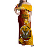 Personalized Papua New Guinea Western Province Family Matching Off Shoulder Maxi Dress and Hawaiian Shirt Mix Coat Of Arms Polynesian Pattern LT05 Mom's Dress Red - Polynesian Pride